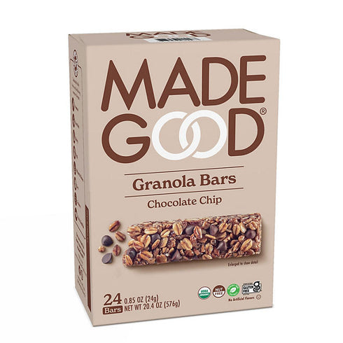 MadeGood Chocolate Chip Bars, 0.85 oz., 24 Pack - Soft, Chewy Granola Bars with Chocolate Chips, Single-Serve Packs